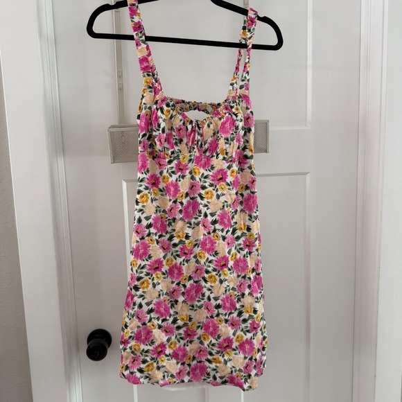 For Love And Lemons Dresses & Skirts - For Love & Lemons June Mini‎ Sun Dress Floral Pink Yellow Open Back Size Large